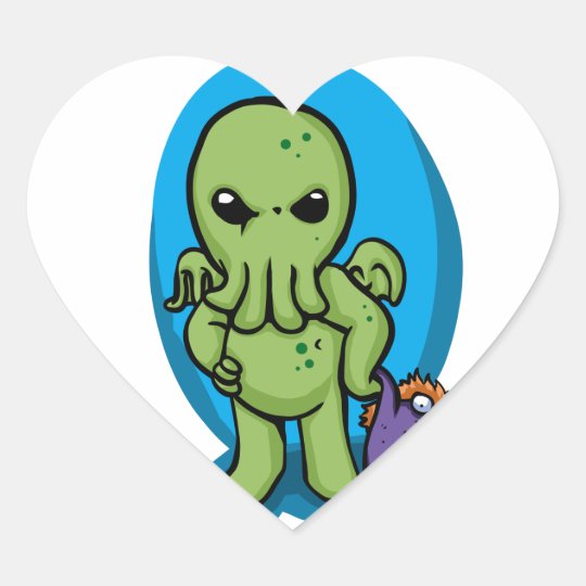 Baby cthulhu - cute cthulhu - cthulhu halloween heart sticker