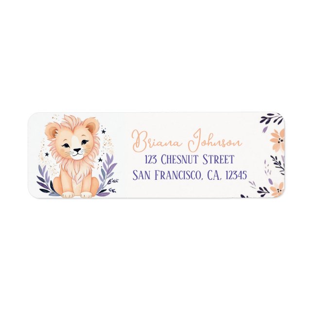 Baby Cub Boho Floral Design - Return Address Label (Front)