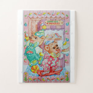 Baby cubs playing and juggling cupcakes jigsaw puzzle