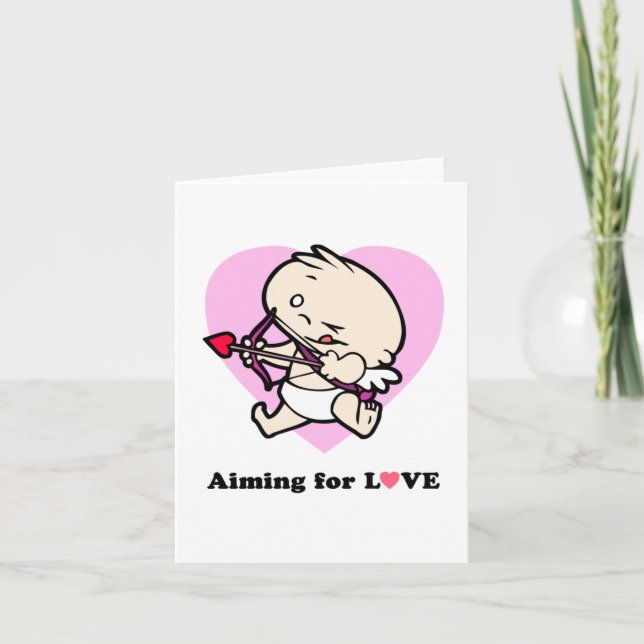 Baby Cupid Aiming For Love Card (Front)
