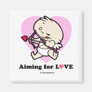 Baby Cupid Aiming For Love Square Magnets