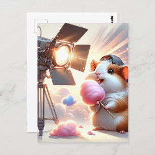 Baby, cute animal with cotton candy, Postcrossing Postcard