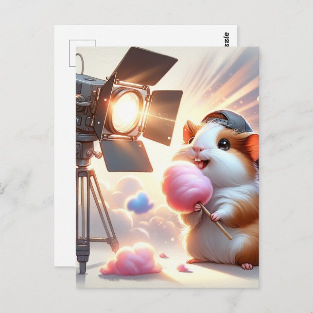 Baby, cute animal with cotton candy, Postcrossing Postcard (Front/Back)