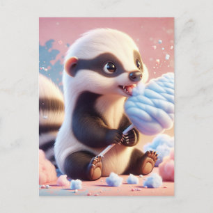 Baby, cute animal with cotton candy, Postcrossing Postcard