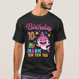 Baby Cute Shark 10Th Birthday Boy Girl 10 Year Old T-Shirt