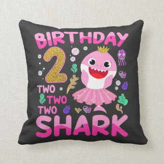 Baby Cute Shark 2nd Birthday Boy Girl 2 Year Old Cushion
