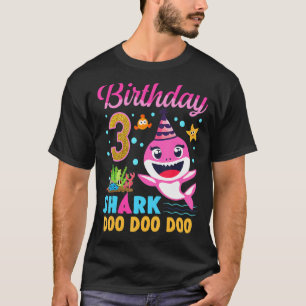 Baby Cute Shark 3rd Birthday Boy Girl 3 Year Old T-Shirt