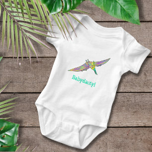 Baby dactyl Colorful Pterodactyl Cute Dinosaur Baby Bodysuit