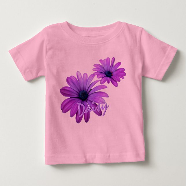 Baby Daisy T-shirt Personalised Purple Baby Shirt (Front)