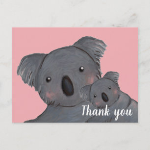 Baby daughter thank you koala pink postcard