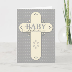 Baby Dedication Cream & Grey Cross Card