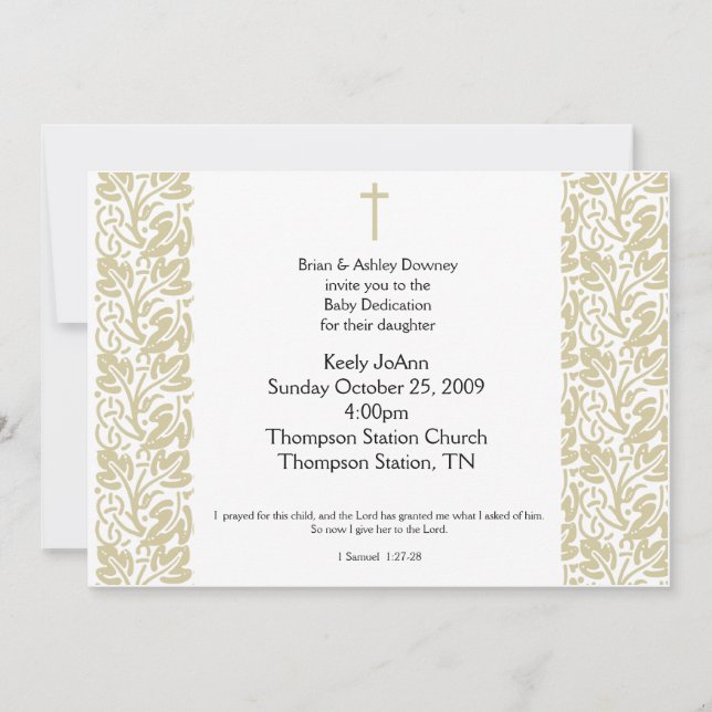 Baby Dedication Gender Neutral Baptism Invitation (Front)