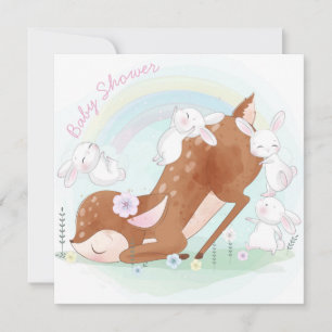 Baby Deer and Bunnies Holiday Card