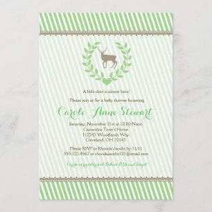 Baby Deer Baby Shower Invitation - Green neutral