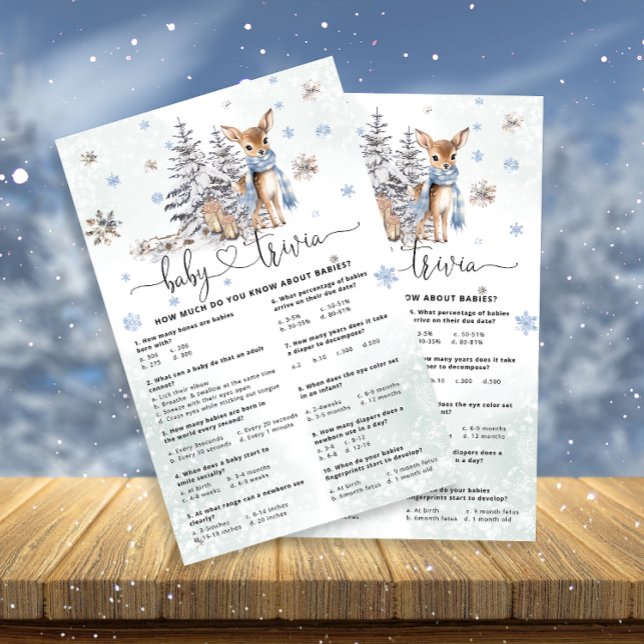 Baby Deer Baby Trivia Baby Shower Game Card (Creator Uploaded)