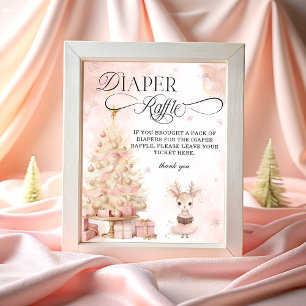 Baby Deer Blush Pink Gold Winter Diaper Raffle Poster