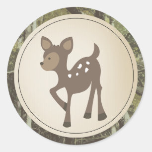 Baby Deer Camo Baby Shower Classic Round Sticker