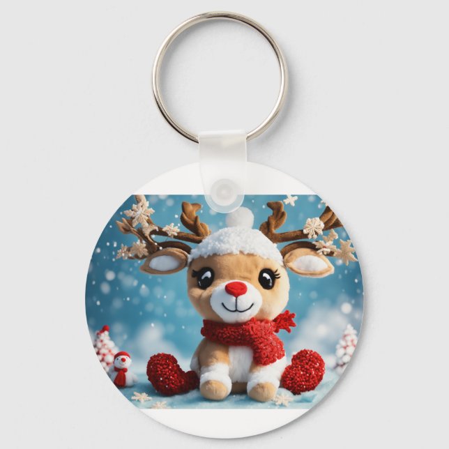 Baby deer Christmas keychain  (Front)