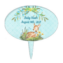Baby Deer Fawn blue and flowers custom boy shower 