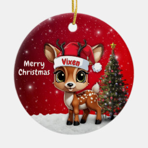 Baby Deer, Fawn, Doe, Reindeer🦌 🎄Merry Christmas Ceramic Ornament
