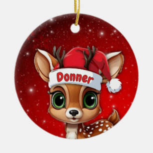 Baby Deer, Fawn, Doe, Reindeer🦌 🎄Merry Christmas Ceramic Ornament