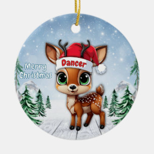 Baby Deer, Fawn, Doe, Reindeer🦌 🎄Merry Christmas Ceramic Ornament