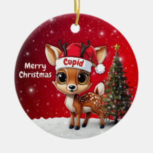 Baby Deer, Fawn, Doe, Reindeer🦌 🎄Merry Christmas Ceramic Ornament
