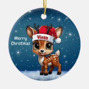 Baby Deer, Fawn, Doe, Reindeer🦌 🎄Merry Christmas Ceramic Ornament