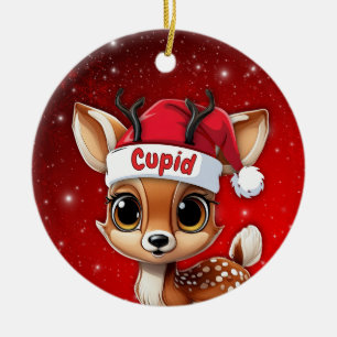 Baby Deer, Fawn, Doe, Reindeer🦌 🎄Merry Christmas Ceramic Ornament