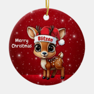 Baby Deer, Fawn, Doe, Reindeer🦌 🎄Merry Christmas Ceramic Ornament