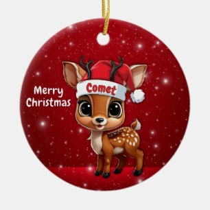 Baby Deer, Fawn, Doe, Reindeer🦌 🎄Merry Christmas Ceramic Ornament