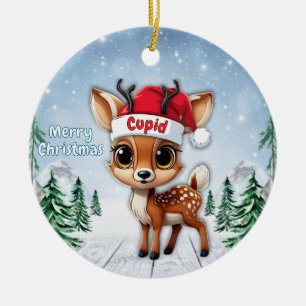 Baby Deer, Fawn, Doe, Reindeer🦌 🎄Merry Christmas Ceramic Ornament