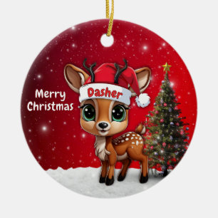 Baby Deer, Fawn, Doe, Reindeer🦌 🎄Merry Christmas Ceramic Ornament