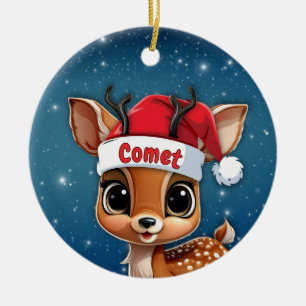 Baby Deer, Fawn, Doe, Reindeer🦌 🎄Merry Christmas Ceramic Ornament