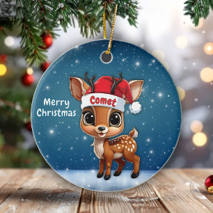 Baby Deer, Fawn, Doe, Reindeer🦌 🎄Merry Christmas Ceramic Ornament