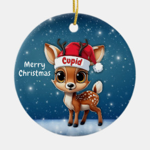 Baby Deer, Fawn, Doe, Reindeer🦌 🎄Merry Christmas Ceramic Ornament
