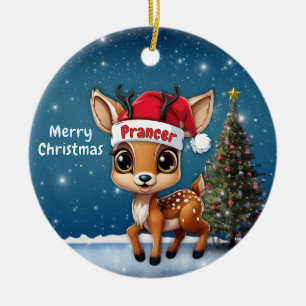 Baby Deer, Fawn, Doe, Reindeer🦌 🎄Merry Christmas Ceramic Ornament