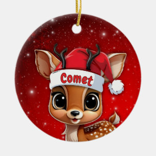 Baby Deer, Fawn, Doe, Reindeer🦌 🎄Merry Christmas Ceramic Ornament