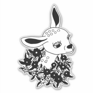 Baby deer fawn flowers original art drawing