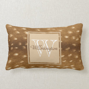 Baby Deer Fawn Fur Personalised Name Lumbar Cushion