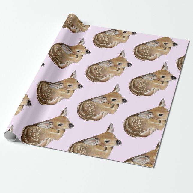 Baby Deer Fawn Wrapping Paper (Unrolled)