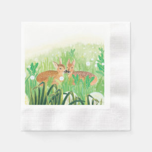 Baby Deer - Fawns in Tall Grass Illustration   Napkin