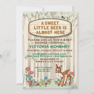 Baby Deer forest woodland baby shower Invitation