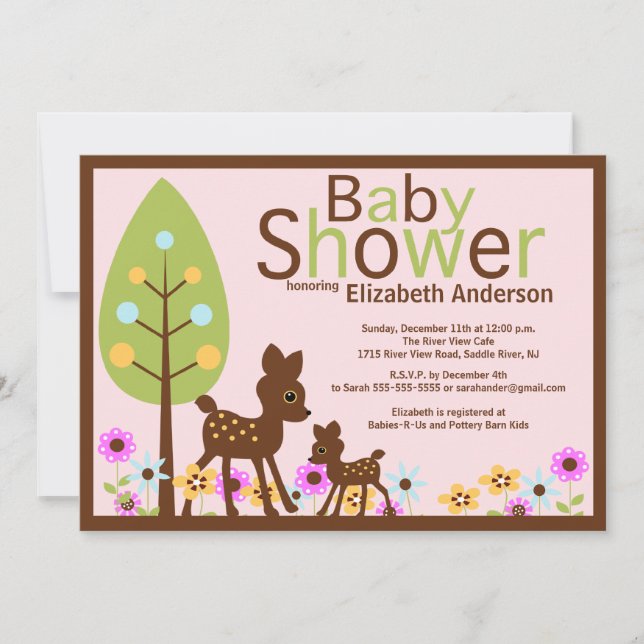 Baby Deer Girl Baby Shower Invitation (Front)
