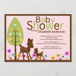 Baby Deer Girl Baby Shower Invitation