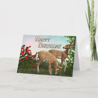 Baby Deer Happy Birthday Card