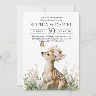 Baby Deer In A Floral Crown Baby Shower Invitation