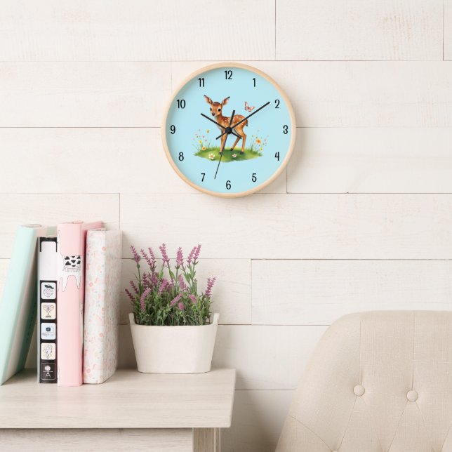 Baby deer nursery clock (Reading Room)