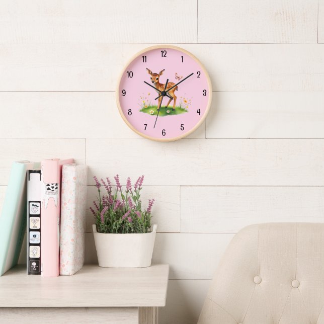 Baby deer nursery clock (Reading Room)