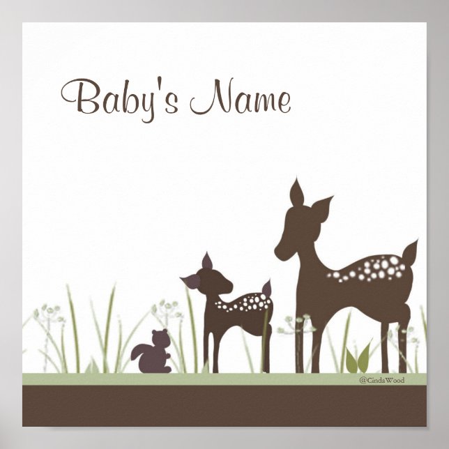 Baby Deer Personalised Poster (Front)